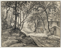 P 023
          <br/>
          Bosweg langs twee boerderijen
          <br/>
          <em>Waterloo, Anthonie, (1609-1690)</em>